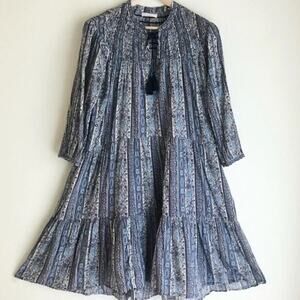 Doen Blue and White Patterned Mini Dress